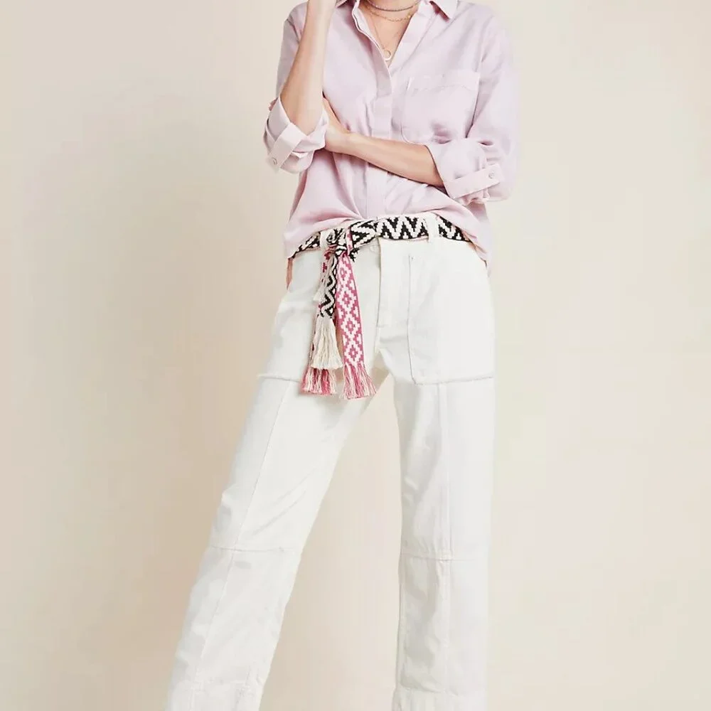 by Anthropologie Relaxed Utility White Pant 27 - Picture 9 of 9